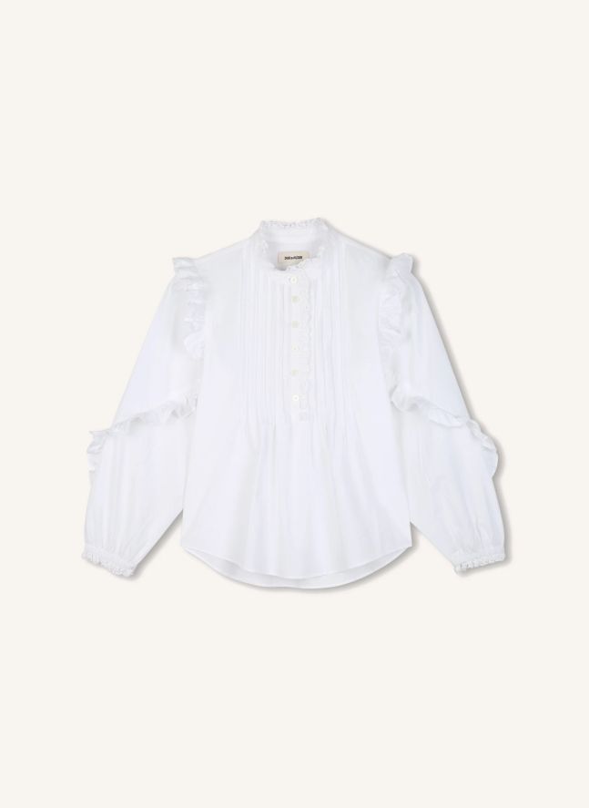 Gisele ruffled blouse | White