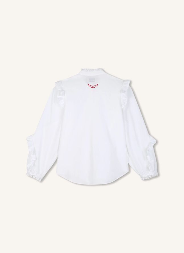 Blouse Volants Gisele | Blanc