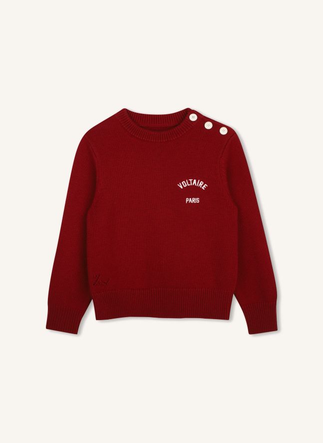 Pull Logo Brodé Laine | Bordeaux