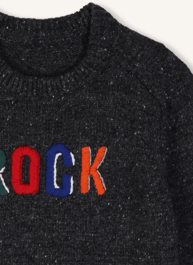 Pull Rock Brodé Laine | Gris anthracite