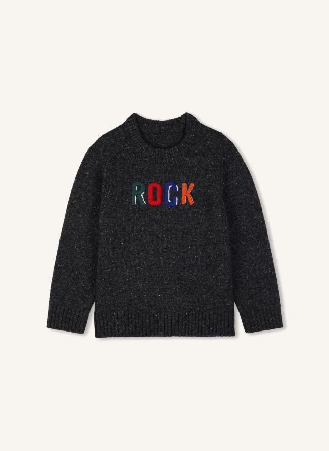 Pull Rock Brodé Laine | Gris anthracite