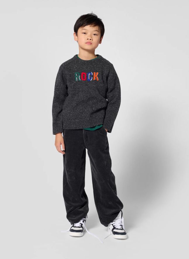 Pull Rock Brodé Laine | Gris anthracite