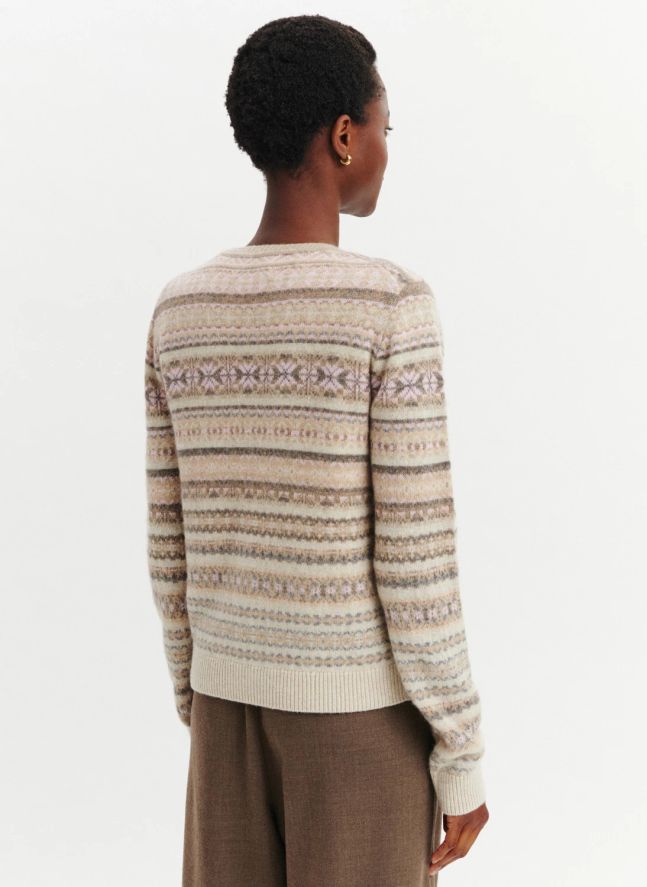Cardigan Fairisle Cachemire | Rose Quartz