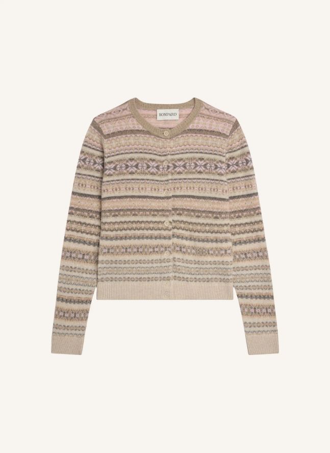 Cardigan Fairisle Cachemire | Rose Quartz