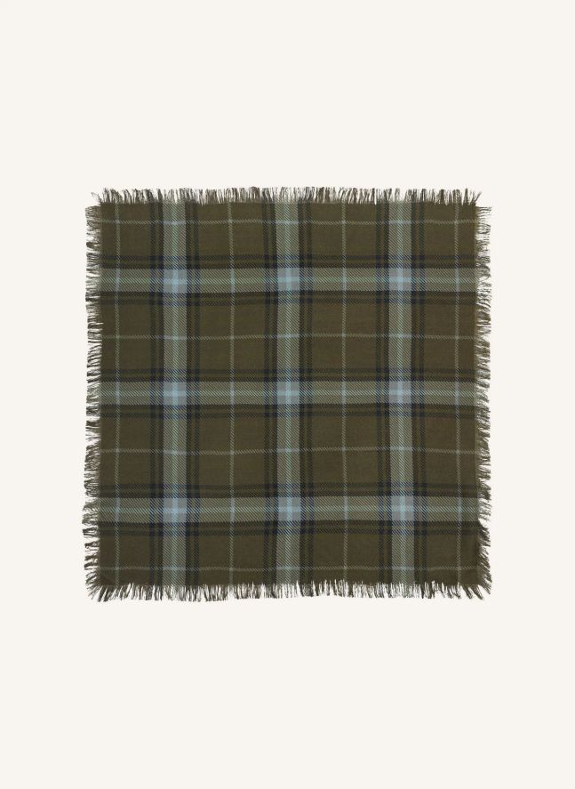 Mini Carré Swann Tartan Cachemire | Olive