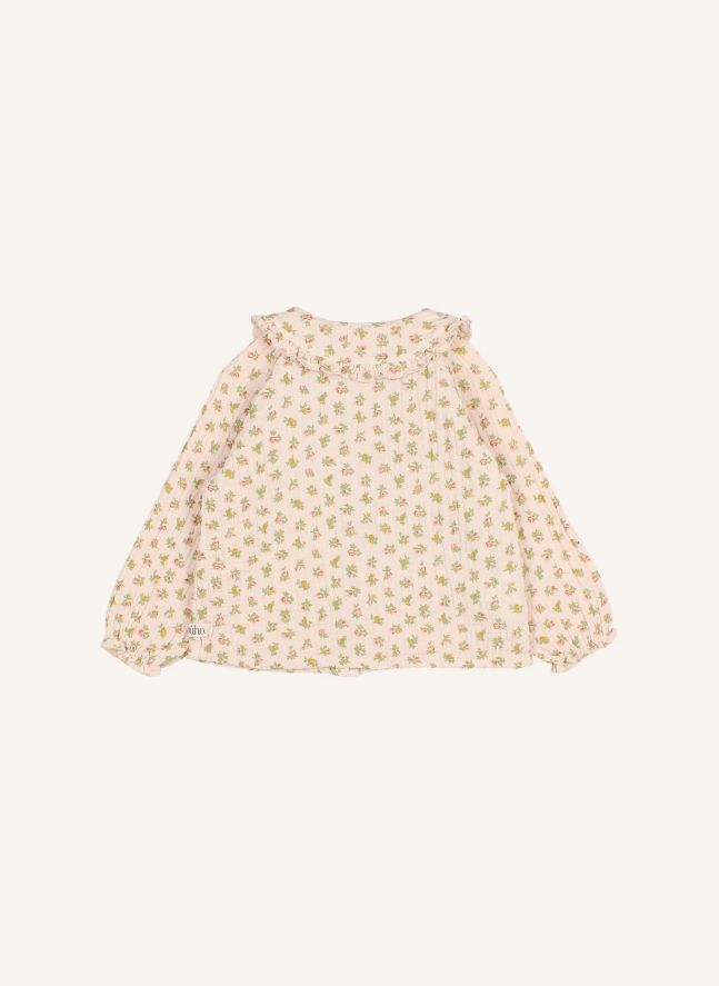 Blouse Col Claudine Cottage Fleurie Coton Bio | Rose pâle