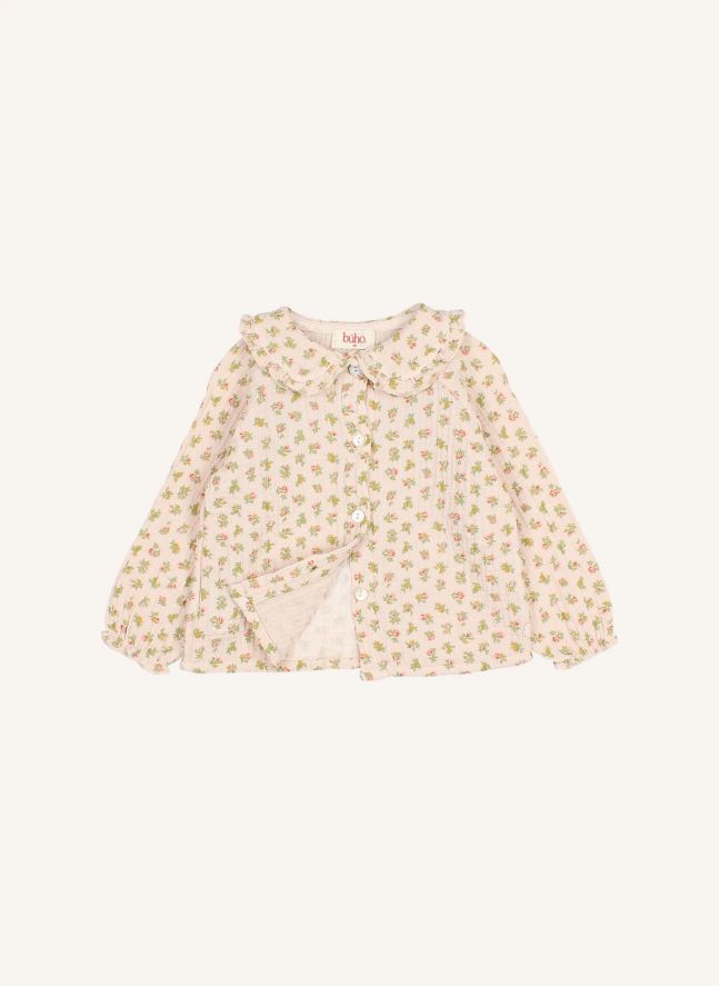 Blouse Col Claudine Cottage Fleurie Coton Bio | Rose pâle