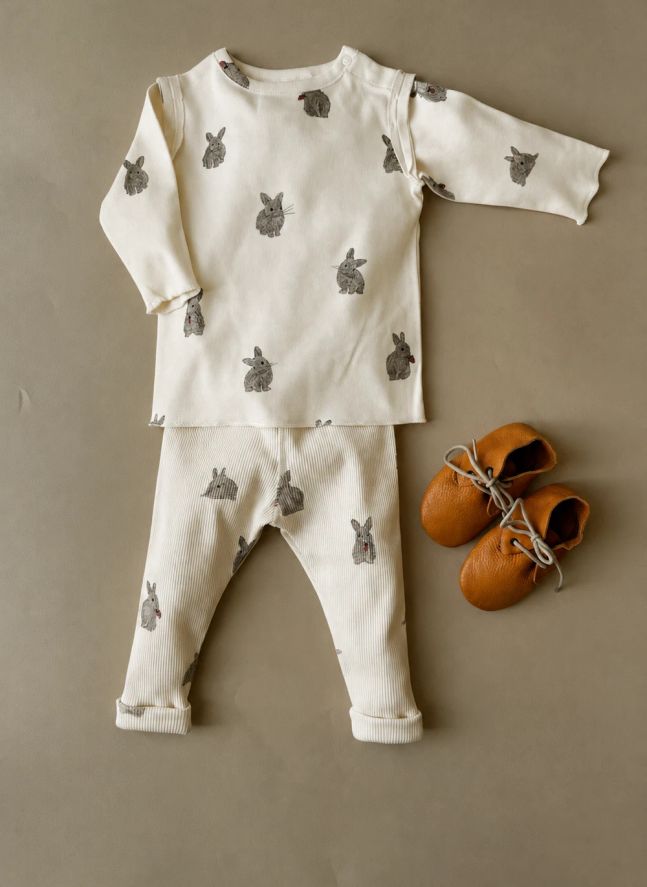 T-shirt Lala Lapins Coton Bio | Ecru