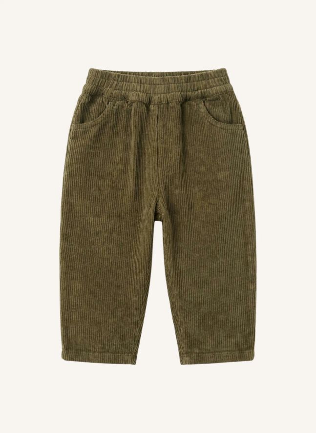 Pantalon Carrott Velours Côtelé Coton Bio | Olive