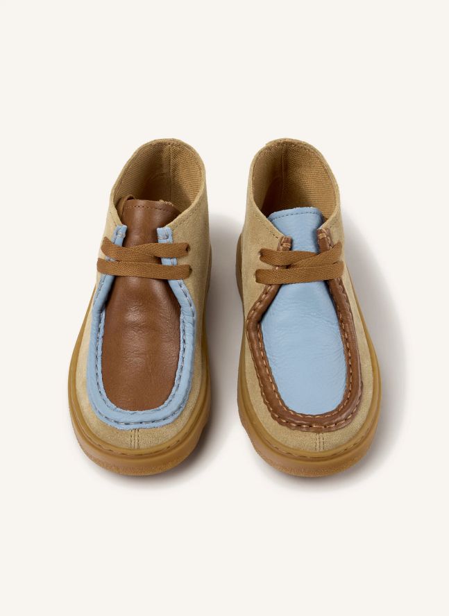 Bottines Lacets Kiddo Colorblock | Marron clair 