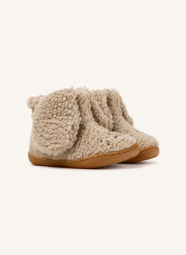 Bottines Façon Sherpa Lapin Twins | Beige