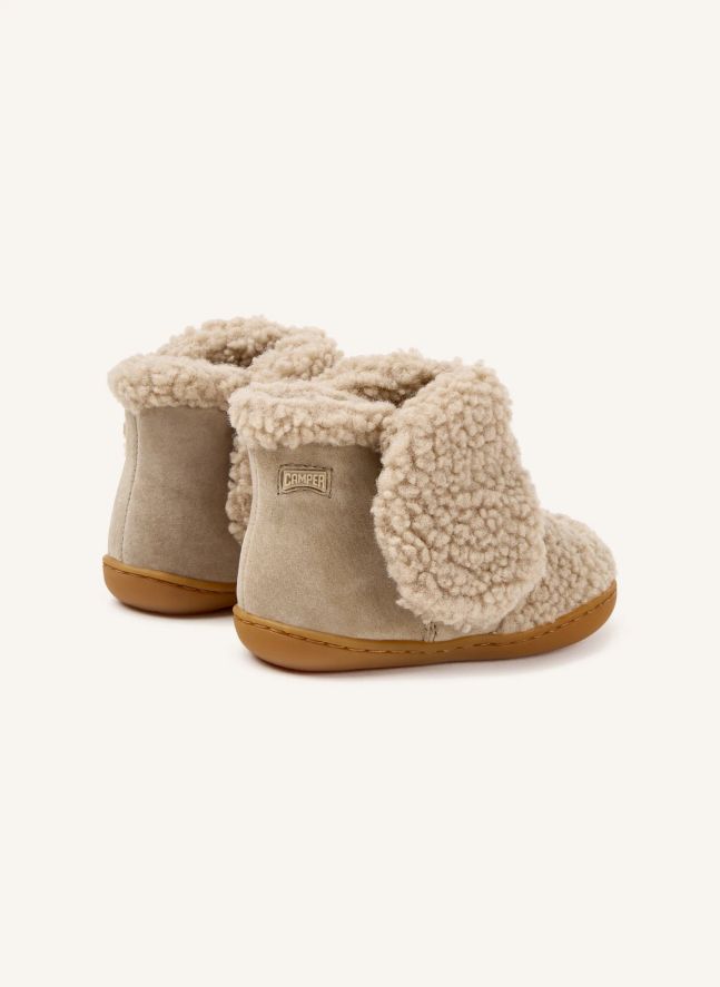 Bottines Façon Sherpa Lapin Twins | Beige