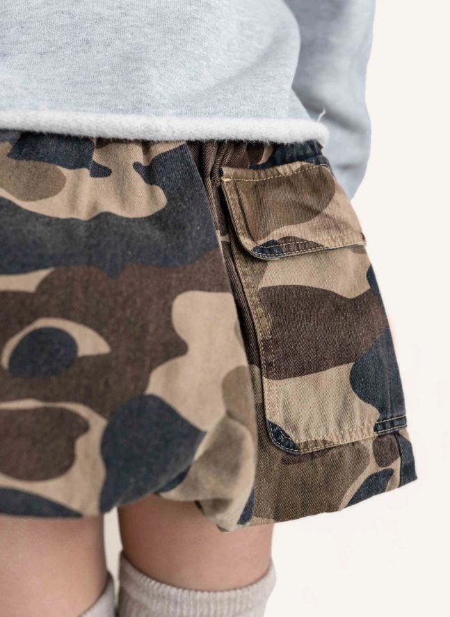 Betty Camouflage Cargo Skirt | Caramel