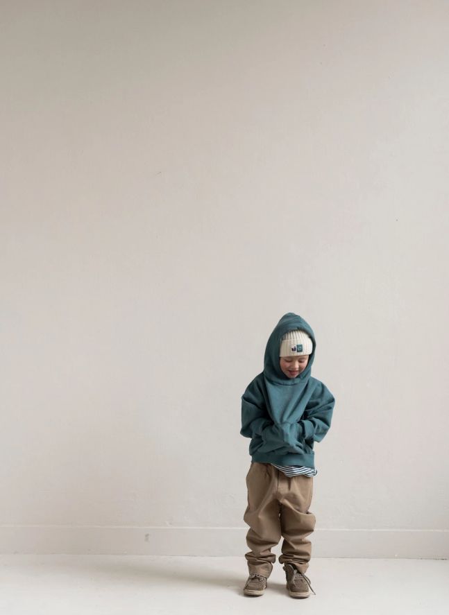 Sweat Capuche Chiné Chris Coton Bio | Bleu canard