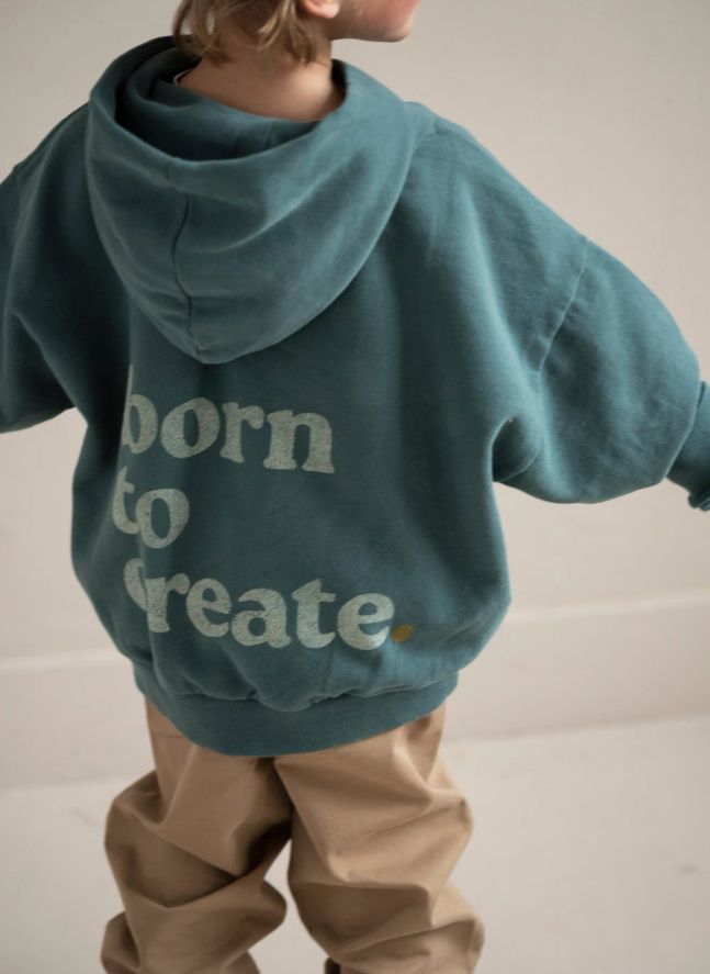 Sweat Capuche Chiné Chris Coton Bio | Bleu canard