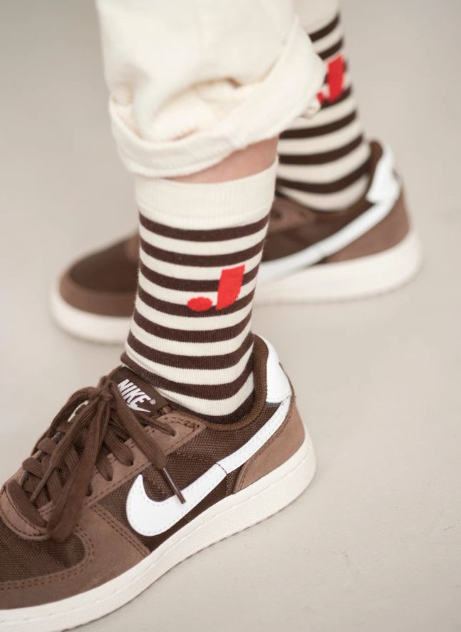 Chaussettes J Rayées Coton Bio | Blanc