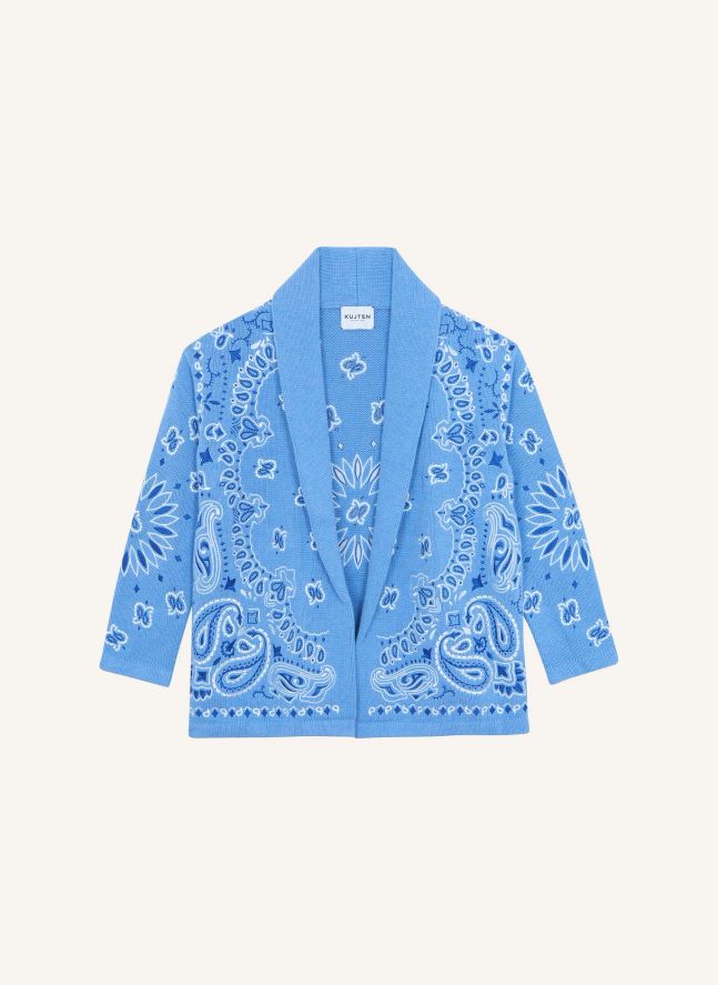 Cardigan Cody Bandana Bico Cachemire | Bleu ciel