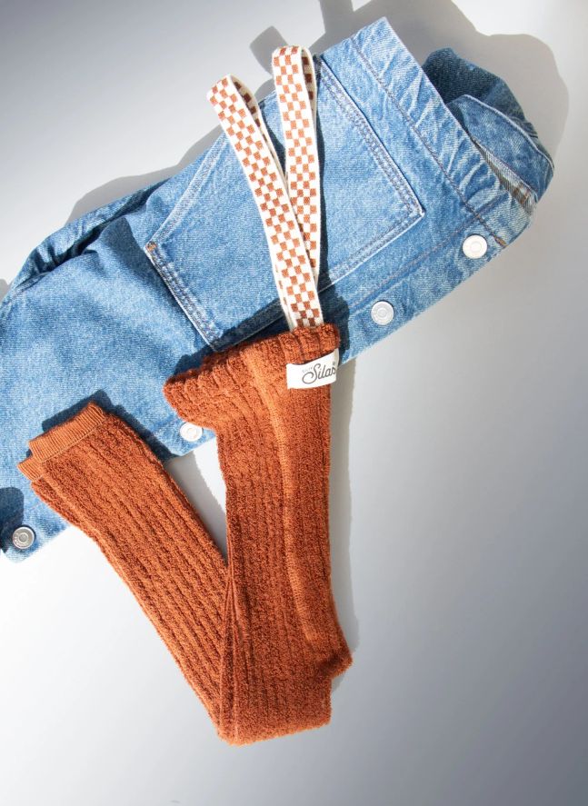 Collants à Bretelles sans Pieds Granny Carreaux Coton Bio | Cannelle