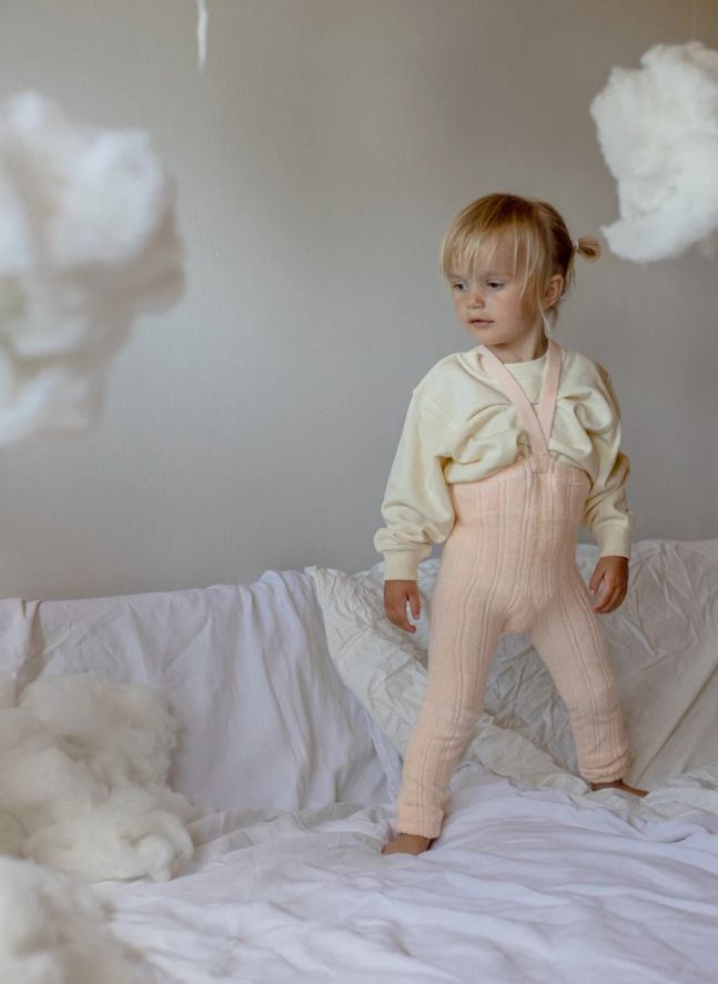 Collants à Bretelles sans Pieds Granny Coton Bio | Rose pêche