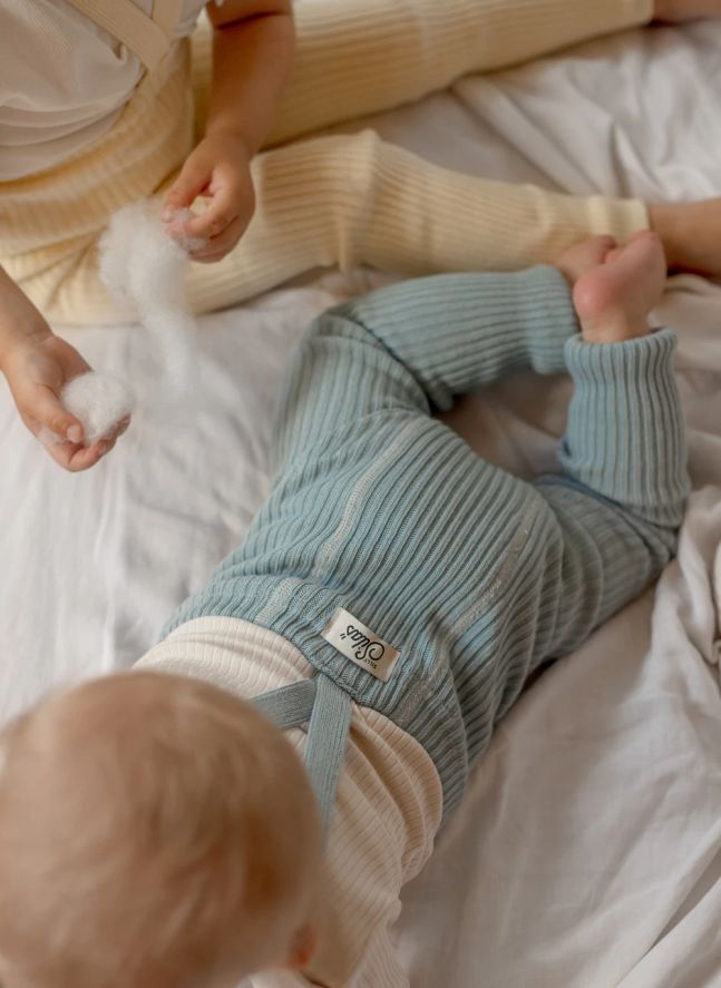 Collants à Bretelles sans Pieds Hippy Coton Bio | Bleu