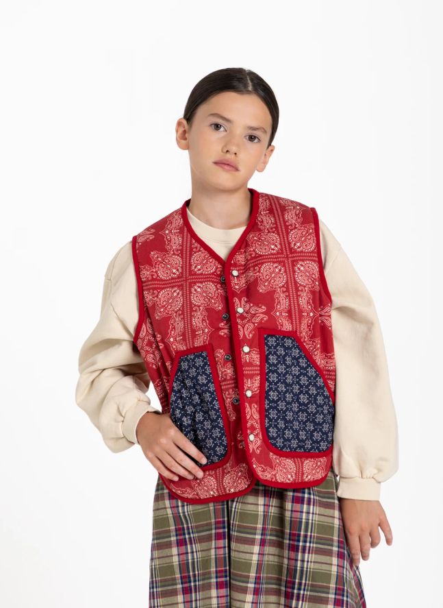 Veste Sans Manches Maria Bandana | Rouge foncé