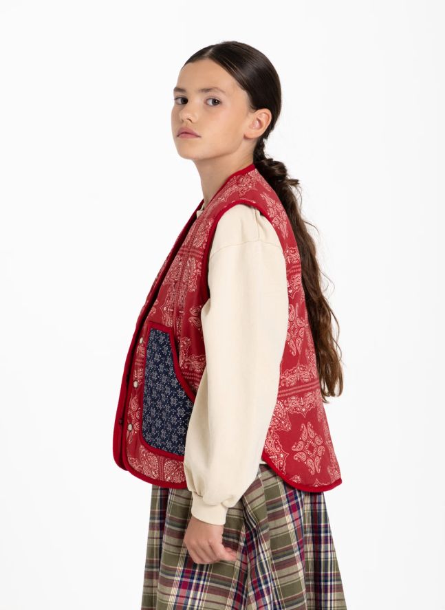 Veste Sans Manches Maria Bandana | Rouge foncé