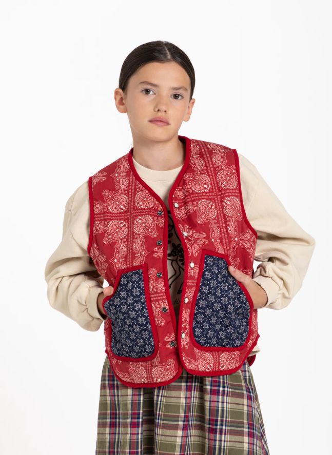 Veste Sans Manches Maria Bandana | Rouge foncé