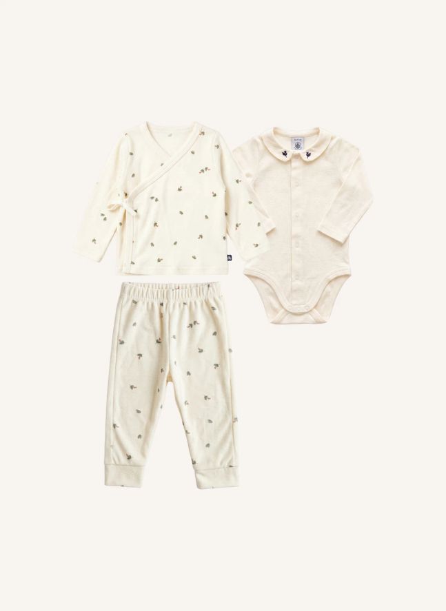 Coffret Cadeau Ensemble et Body Fleuri Coton Bio | Ecru