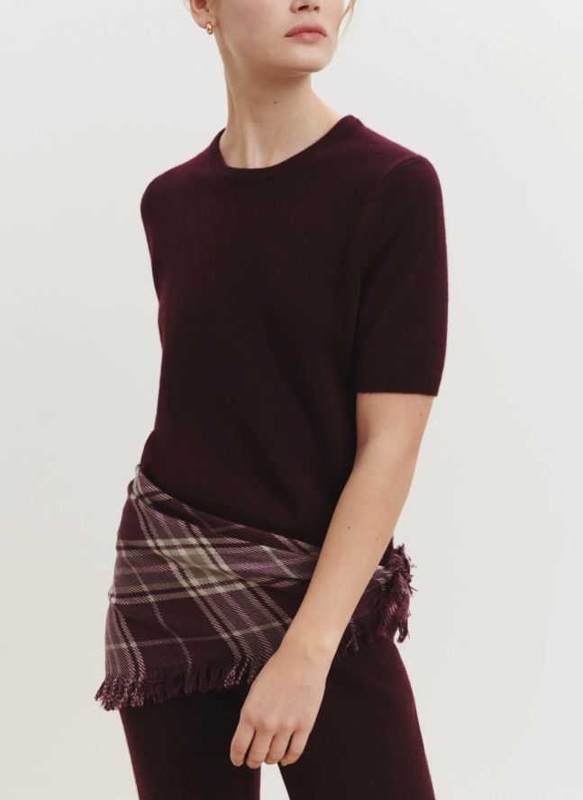 Mini Carré Swann Tartan Cachemire | Grenat