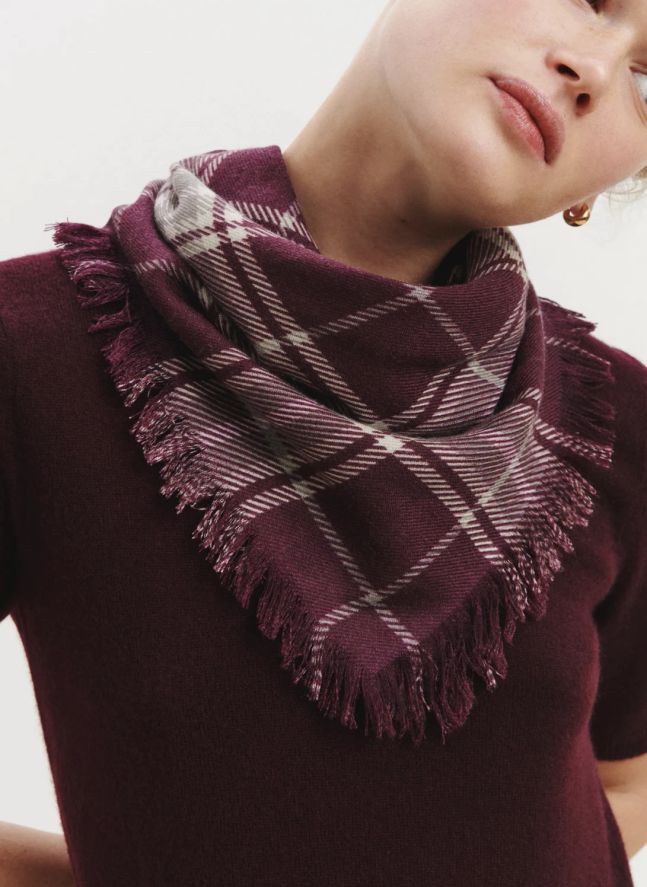 Mini Carré Swann Tartan Cachemire | Grenat