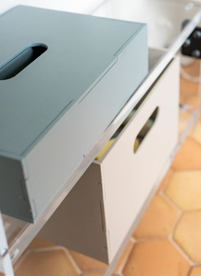 Boite de rangement avec couvercle en bois | Vert olive