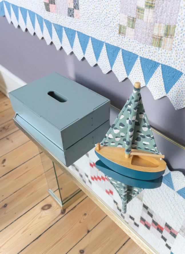 Boite de rangement avec couvercle en bois | Vert olive