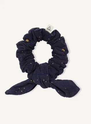 Chouchou Etoiles Velours Côtelé Fin | Bleu foncé