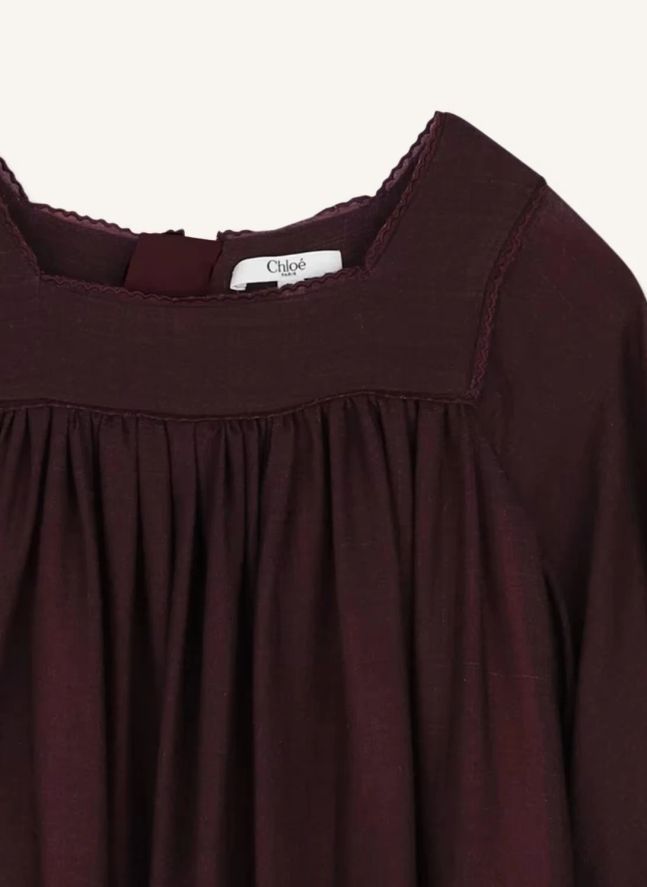 Robe Fleurie Gaze de Laine | Prune