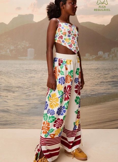 Floral Knot Pants | White