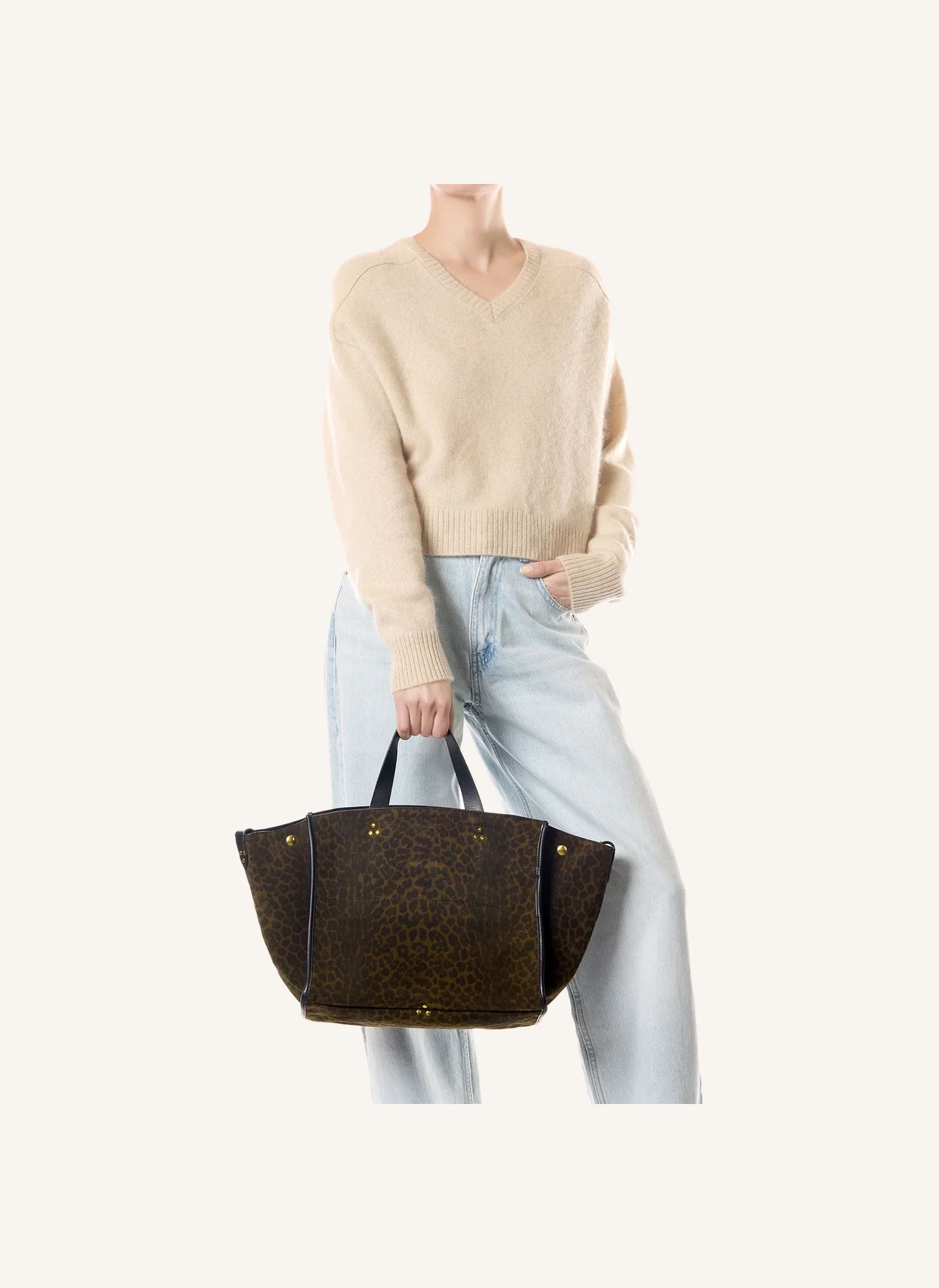 Sac Léon M Croute Velours Léopard | Kaki- Image produit n°3