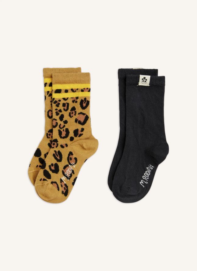 Lot 2 Chaussettes Léopard Coton Bio | Beige