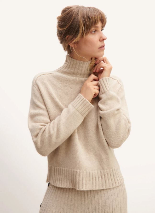 Pull Col Montant Manches Marteau Cachemire | Avoine