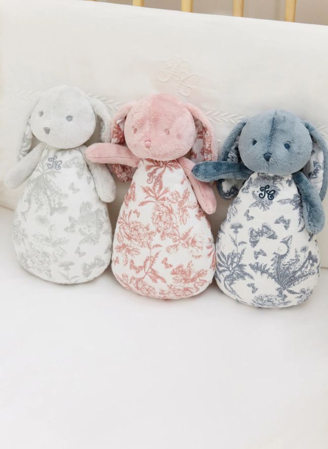 Doudou veilleuse Augustin le lapin Toile de Jouy | Gris clair
