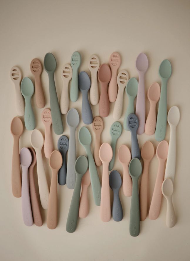 Cuillères bébé en silicone | Beige