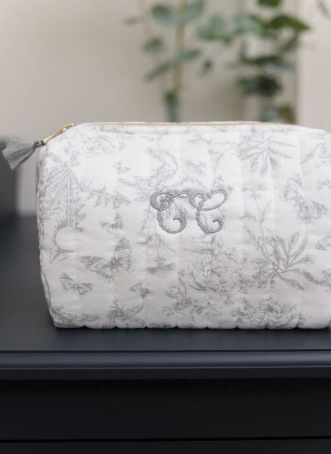 Trousse de toilette Toile de Jouy | Gris