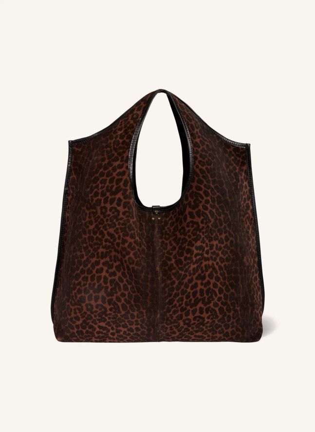 Sac Paco Croûte Velours Léopard | Marron