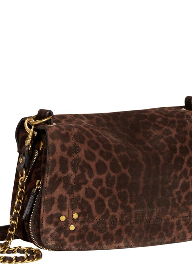 Sac Bobi Croûte Velours Léopard | Marron