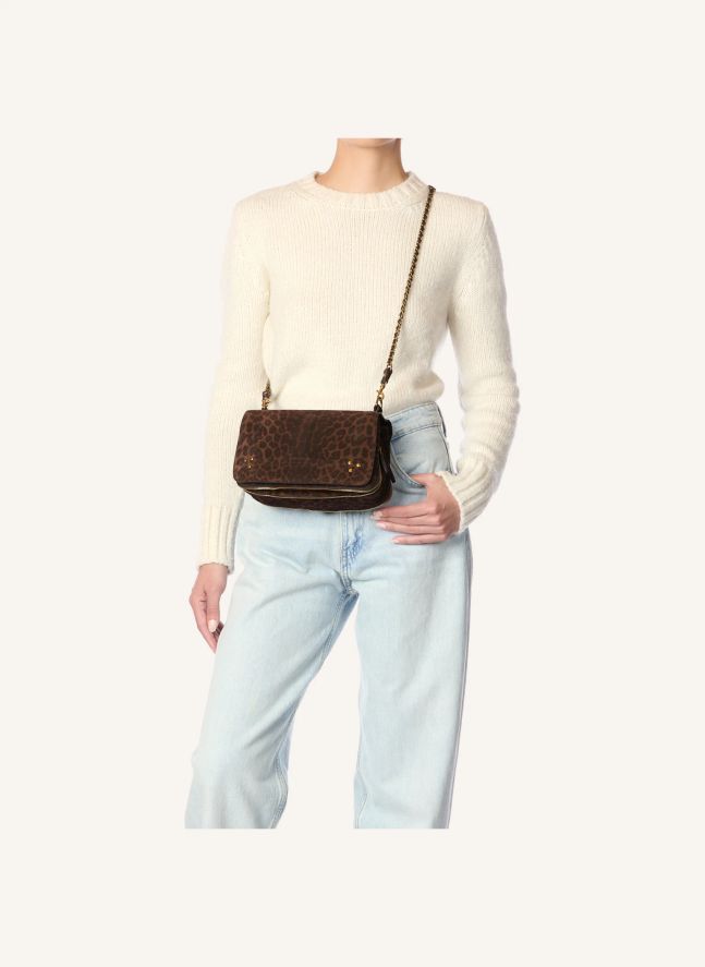 Sac Bobi Croûte Velours Léopard | Marron