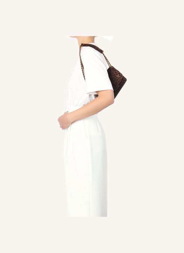 Sac Lulu S Croûte Velours Léopard | Marron