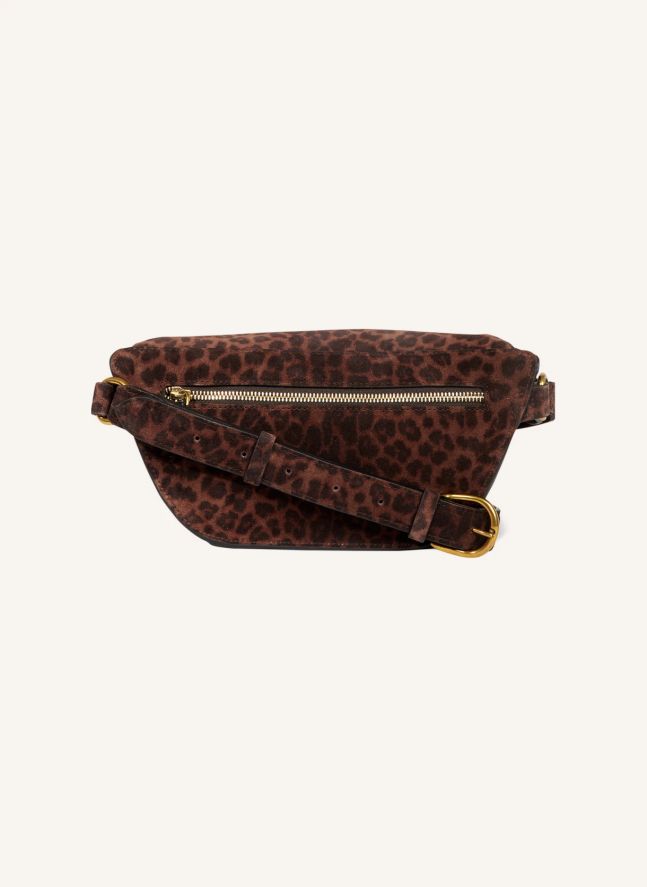 Sac Banane Lino Croûte Velours Léopard | Marron