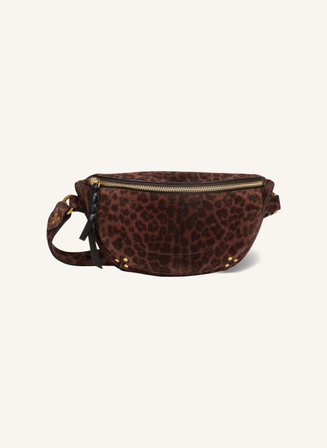 Sac Banane Lino Croûte Velours Léopard | Marron