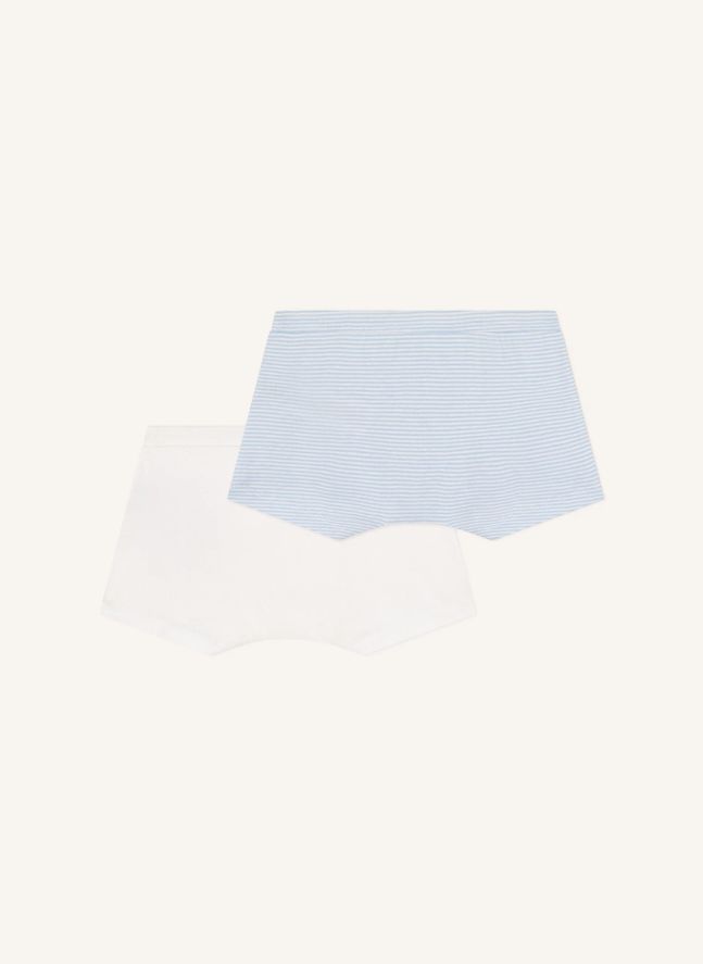 Lot 2 Boxers Rayés Coton Bio | Bleu ciel