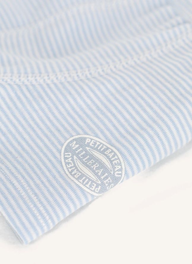 Lot 2 Boxers Rayés Coton Bio | Bleu ciel