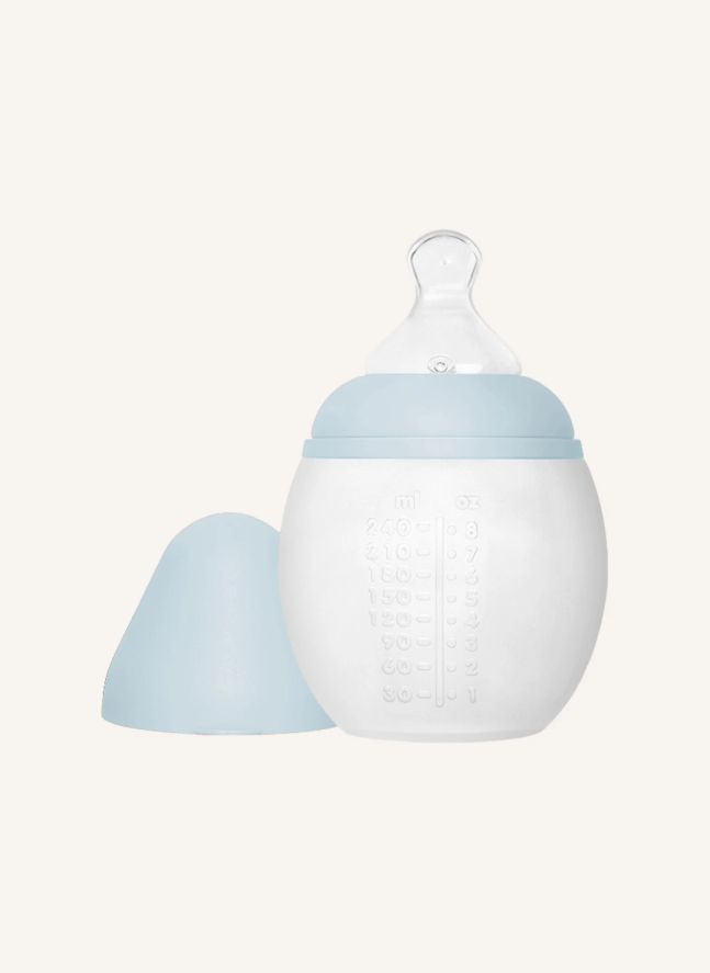 Biberon en silicone médical et tétine physiologique | Bleu pâle